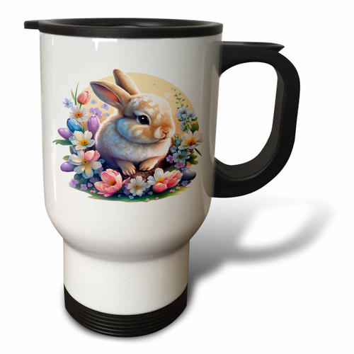 3dRose Pretty Image Of Watercolor Easter Rabbit In Pretty Floral... - Travel Mugs (tm-377844-1) 3dRose Pretty Image Of Watercolor Easter Rabbit In Pretty Floral... - Travel Mugs (tm-377844-1)