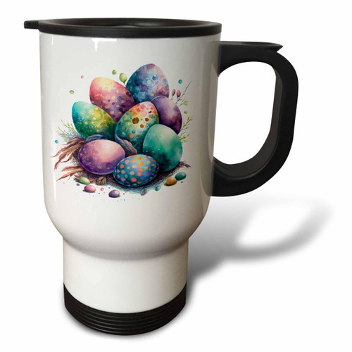 3dRose Pretty Image Of Watercolor Speckled Easter Eggs - Travel Mugs (tm-377892-1) 3dRose Pretty Image Of Watercolor Speckled Easter Eggs - Travel Mugs (tm-377892-1)