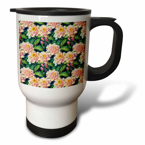 3dRose Pretty Peach and Yellow Tapestry Chrysanthemum Floral Pattern - Travel Mugs (tm-378506-1) 3dRose Pretty Peach and Yellow Tapestry Chrysanthemum Floral Pattern - Travel Mugs (tm-378506-1)