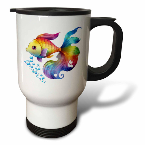 3dRose Pretty Rainbow Fish Illustration - Travel Mugs (tm-378135-1) 3dRose Pretty Rainbow Fish Illustration - Travel Mugs (tm-378135-1)
