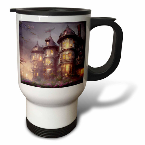3dRose Anne Marie Baugh - Patterns - Steampunk Mansion Scene - Travel Mugs (tm-378568-1)