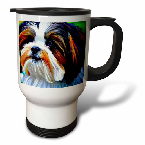 3dRose Superb Shih Tzu dog portrait. Digital art. Family, kids friendly... - Travel Mugs (tm-378641-1) 3dRose Superb Shih Tzu dog portrait. Digital art. Family, kids friendly... - Travel Mugs (tm-378641-1)