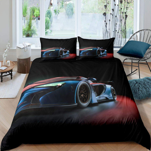 Feelyou Race Sports Car Bedding Set Boys Modern Automobile Style Duvet Cover for Kids Men Extreme Sports Theme Comforter Cover Teens Bedspread Cover Bedroom Decor Quilt Cover 2Pcs Twin Size