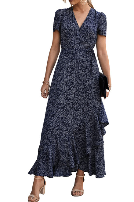 PRETTYGARDEN Women's Summer Wrap Maxi Dress Casual Boho Floral V Neck Short Sleeve Ruffle Hem Split Beach Long Dresses (Blue,Medium) PRETTYGARDEN Women's Summer Wrap Maxi Dress Casual Boho Floral V Neck Short Sleeve Ruffle Hem Split Beach Long Dresses (Blue,Medium)