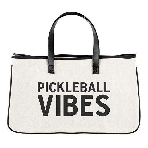 Santa Barbara Design Studio Tote Bags Hold Everything Collection - Leather Trimmed Canvas Bag, Large, Pickleball Vibes