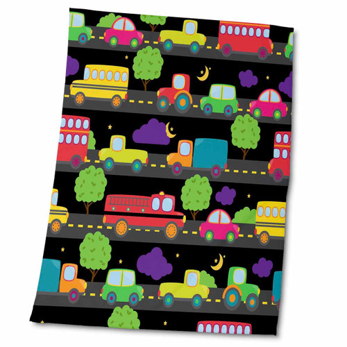 3dRose Cute Fire Engines, Cars, Trucks, Buses Traveling On The Road at Night - Towels (twl-222353-2)