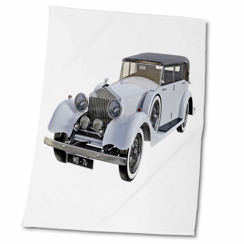 3dRose Boehm Graphics Car - Elegant Classic Car in White - Towels (twl-282265-2)