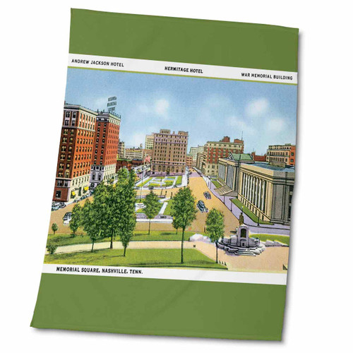 3dRose Memorial Square Nashville Tennessee Scene with Vintage Cars - Towels (twl-170625-2)