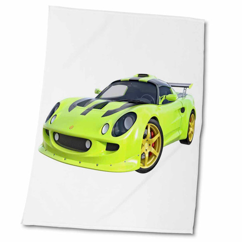 3dRose Boehm Graphics Car - Racing Sports Car Lime Green and Black - Towels (twl-274637-2)