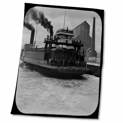 3dRose Vintage Railroad Car Ferry Grayscale - Towels (twl-16112-2)