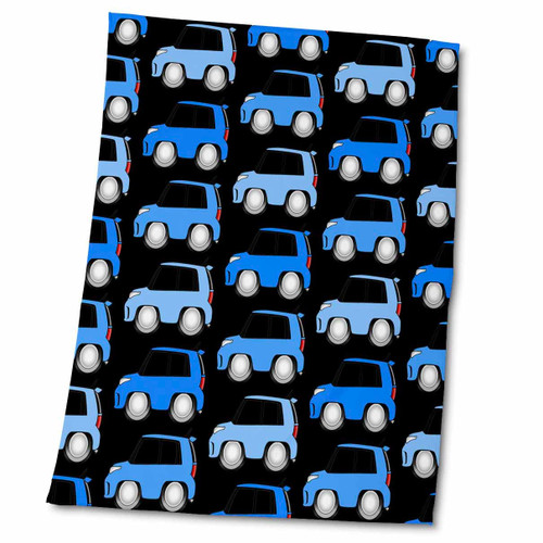 3dRose Voodoo Blue xb Cartoon car Pattern on a Black Background - Towels (twl-81037-2)