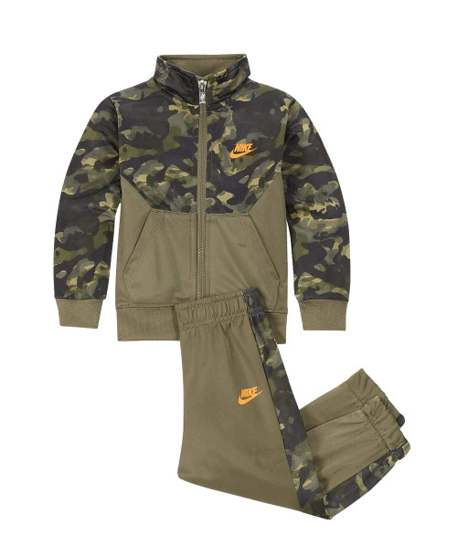 Nike Baby Boys' Therma Dri-Fit 2-Piece Tracksuit & Pants Set (Medium Olive(76F279-E6F)/Orange, 4T)