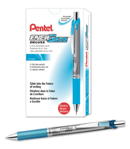 Pentel EnerGize Mechanical Pencil (0.7mm) Sky Blue Accents, Box of 12 (PL77S)