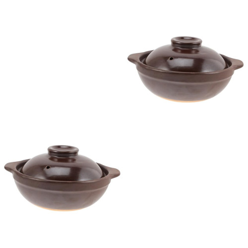 HEMOTON 2pcs Clay Pots for Cooking Japanese Donabe Noodle Pot Donabe Pot Ceramic Casserole Clay Pot Milk Pan Braising Pan with Lid Multipurpose Tool Dolsot China Household Ceramics