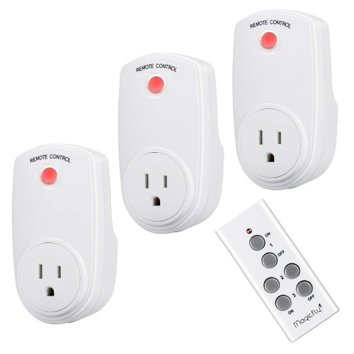 Calvas AC 220V US Plug Socket Smart Home Wireless Remote Control Electrical Outlet Switch for Household Appliances No Hub Required - (Color: 1 Remote 3 Sockets)