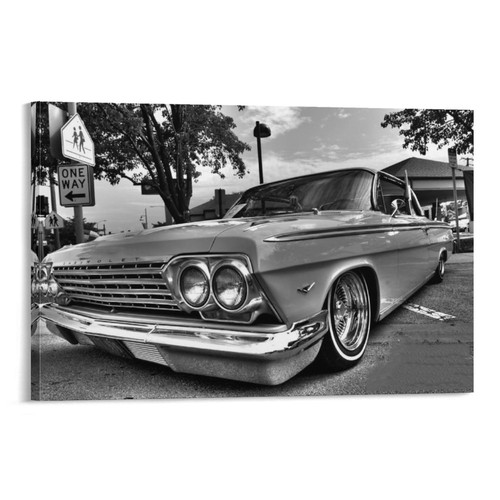 ESyem Black And White Vintage Car Wall Art Boy Room Cave Painting Wall Art Paintings Canvas Wall Decor Home Decor Living Room Decor Aesthetic Prints 08x12inch(20x30cm) Frame-style