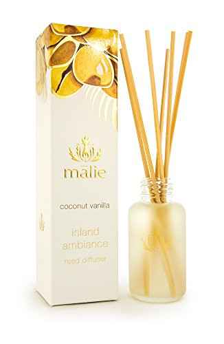 Malie Organics Island Ambiance Reed Diffuser for Travel, Coconut Vanilla