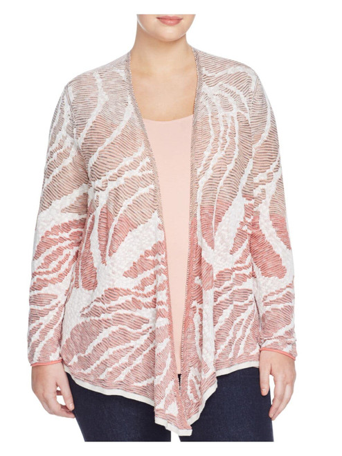 Nic + Zoe Womens Plus Textured Knit Cardigan Sweater Multi 2X