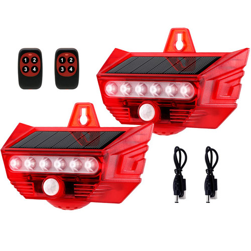 Solar Alarm Light with Motion Sensor 129db Strobe Siren Alarm Light Outdoor IP65 Waterproof Solar Siren Security Light with Remote Controller for Driveway, Home,Farm,Barn,Villa,Yard