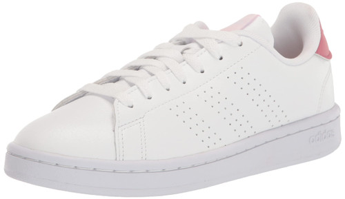 adidas Women's Advantage Sneaker, White/White/Pink Strata, 8.5