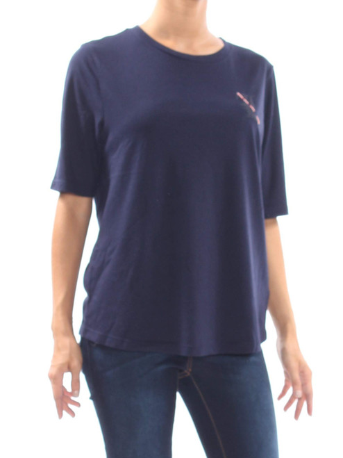 Ralph Lauren Womens L Embellished T-Shirt, Blue, Small
