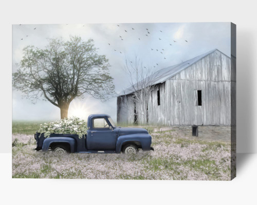 Rustic Barn Pictures Wall Art, Old Truck Canvas Print for Farmhouse Wall Decor, Modern Vintage Car Wall Art, White Barn & Blue Truck Painting Framed Artwork for Home - Farm Wall Decor (18x24 Inches) Rustic Barn Pictures Wall Art, Old Truck Canvas Print for Farmhouse Wall Decor, Modern Vintage Car Wall Art, White Barn & Blue Truck Painting Framed Artwork for Home - Farm Wall Decor (18x24 Inches)