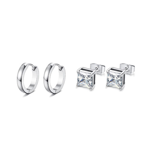 shiYsRL Earrings Stud Crystal Pearl Earring Set, 6 Pairs Men Women Rhinestone Inlaid Cross Dangle Huggie Stud Earrings Jewelry for Girls Women Men - Silver