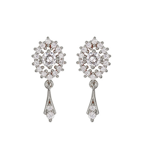 1 Pair Women Dangle Earrings Long Lasting Geometric Vintage Bright Luster Drop Earrings for Banquet Silver