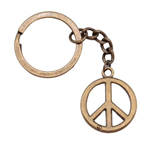 WYSIWYG 1pcs 23mm Antique Bronze Color Peace Symbol Charms retro key-rings keychain