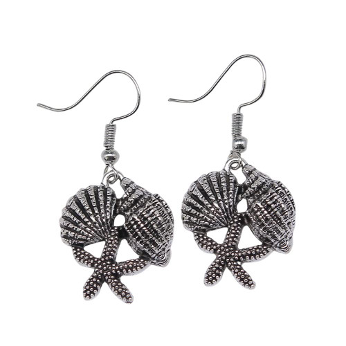 Seashells Starfish Conch Charms Antique Silver Color small earrings earrings silver earrings for girls 23x20mm 1pair Seashells Starfish Conch Charms Antique Silver Color small earrings earrings silver earrings for girls 23x20mm 1pair