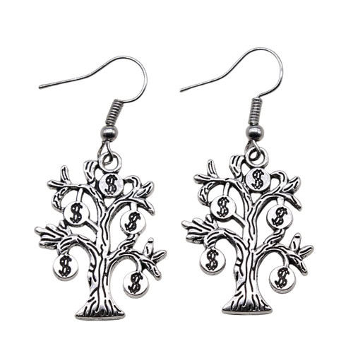 Money Tree Charms Antique Silver Color male earring christmas earrings earnings 29x22mm 1pair Money Tree Charms Antique Silver Color male earring christmas earrings earnings 29x22mm 1pair