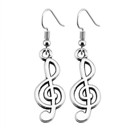 Muscial Note Charms Antique Silver Color earrings for men earrings man earings fashion jewelry 26x10mm 1pair Muscial Note Charms Antique Silver Color earrings for men earrings man earings fashion jewelry 26x10mm 1pair