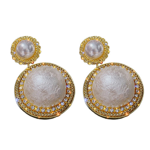1 Pair Drop Earrings Dress Up Delicate Stylish Korean Style Imitation Pearls Stud Earrings
