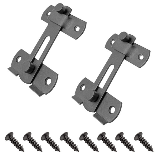 Coufce 2 Pack Flip Latch,4 Inch Door Latch Bolt Lock, Stainless Steel Gate Latches, Barn Latch, Safety Door Lock for Door, Window, Shed ?Matte Black)