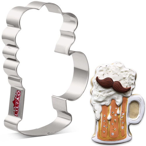 LILIAO Beer Mug Cookie Cutter - 3.2 x 4.8 inches - Stainless Steel