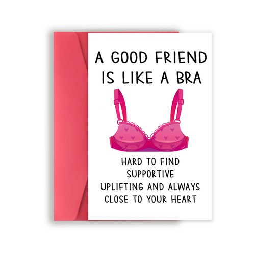 VvOoOvV Cheeky Friend Birthday Card Gifts for BBF Sister, Funny Best Friend Birthday Card for Her, Lovely Original Bestie Card for Women Female, A Good Friend Is Like A Bra Card