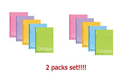 [2 Pack of notebook set] Kokuyo Campus notebook B5 B ruled 30 sheets 10 Notebooks (Yellow Purple Pink Green Blue) ?-3CBTX5