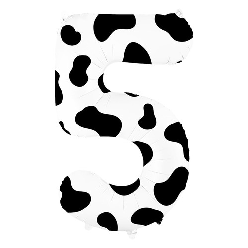 WEIKA 40 Inch Cow Print Number Balloon 5, Cow Print Balloon Birthday Decorations, Giant Nmber 5 Foil Mylar Balloon for 5th Birthday Party Farm Theme Cow Theme Party Baby Shower Decorations Supplies