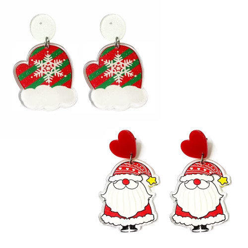 Azusa Sun 2 Pairs Christmas Acrylic Earrings for Women Girls Santa Claus Snowflake Gloves Stud Earrings Holiday Party Jewelry Accessories Gifts Azusa Sun 2 Pairs Christmas Acrylic Earrings for Women Girls Santa Claus Snowflake Gloves Stud Earrings Holiday Party Jewelry Accessories Gifts