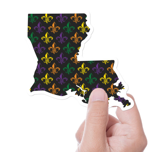 Louisiana Mardi Gras Bumper Sticker for Car, Cute Fleur de Lis New Orleans Stickers for Hydroflask, Fat Tuesday NOLA Decals for Tumblers