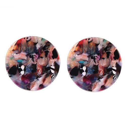 adonpshy Earrings 1 Pair Stud Earrings Round Shape Anti Corrosion Multi-color Delicate Shiny Women Ear Studs for Date - Multicolor