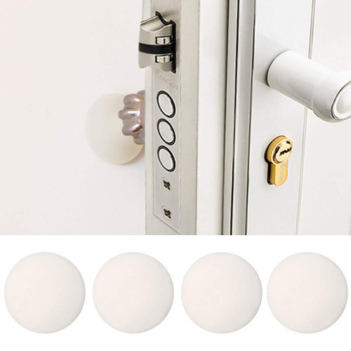 4 Pcs White Door Stopper Wall, 1.57 Inch Door Bumper, Silicone Wall Protector, Door Knob Guard, Wall Protectors with Self Adhesive Sticker for Protecting Wall, Doorknobs, Refrigerator Door (White)