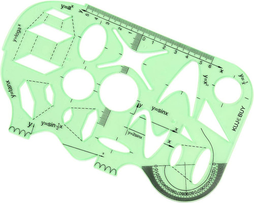 Plastic Green Measuring Templates Geometric Rulers Building Formwork Drawings Plastic Painting Stencils Oval Templates Scale Drafting Tools for School, Office, Building Formwork (Math Learning)