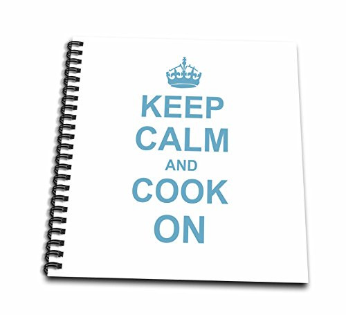 3dRose db_157699_2 Keep Calm and Cook on Carry on Cooking Gifts for Chefs Light Blue Fun Funny Humor Humorous Memory Book, 12 by 12-Inch