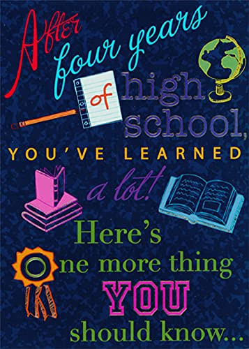Designer Greetings After Four Years of High School Funny/Humorous Graduation Congratulations Card