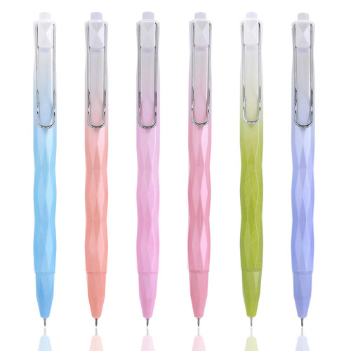 TIESOME Aesthetic Ballpoint Pens, 6Pcs 0.5mm Retractable Gel Ink Pens Black Ink Smooth Writing Pens for School Office Gift Supplies Crystal Rhombus Barrel