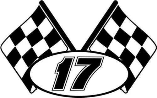 Checkered Flag Racing Number 17 Graphic Car Truck Window Decal Sticker - Die Cut Vinyl Decal for Windows, Cars, Trucks, Tool Boxes, laptops, MacBook - virtually Any Hard, Smooth Surface