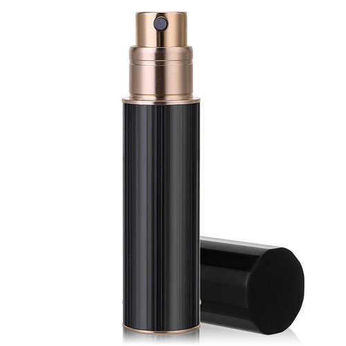 Bewudy 5ml Perfume Atomizer Bottle Refillable, Travel Size Perfume Atomiser Refillable, Stripe Design Portable Atomiser Spray(Black)
