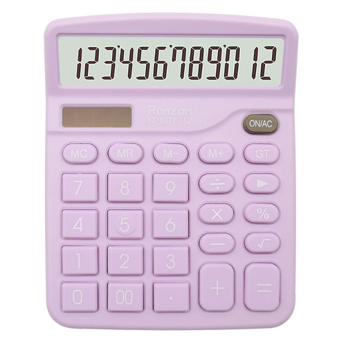 Purple Calculator, Basic Office Calculator, Desktop Calculator 12 Digit with Large LCD Display, Purple Office Supplies with Sensitive Button, Purple Desk Accessories, School Supplies