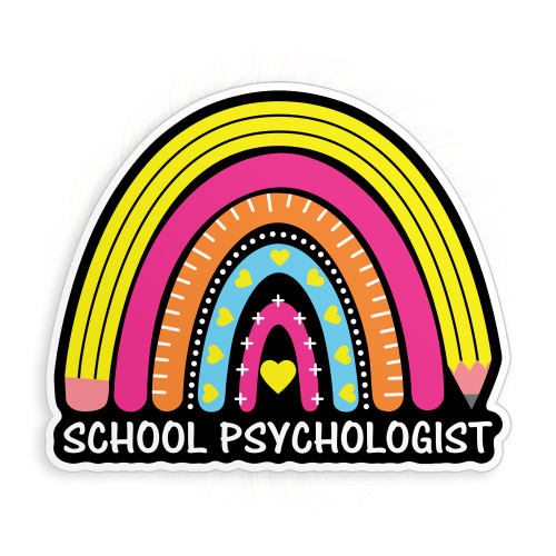 School Psychologist Sticker School Psychology Rainbow Proud School Back to School Waterproof Die-Cut Vinyl Stickers for Water Bottle Laptop Hard Hat Kindle Decal Decor